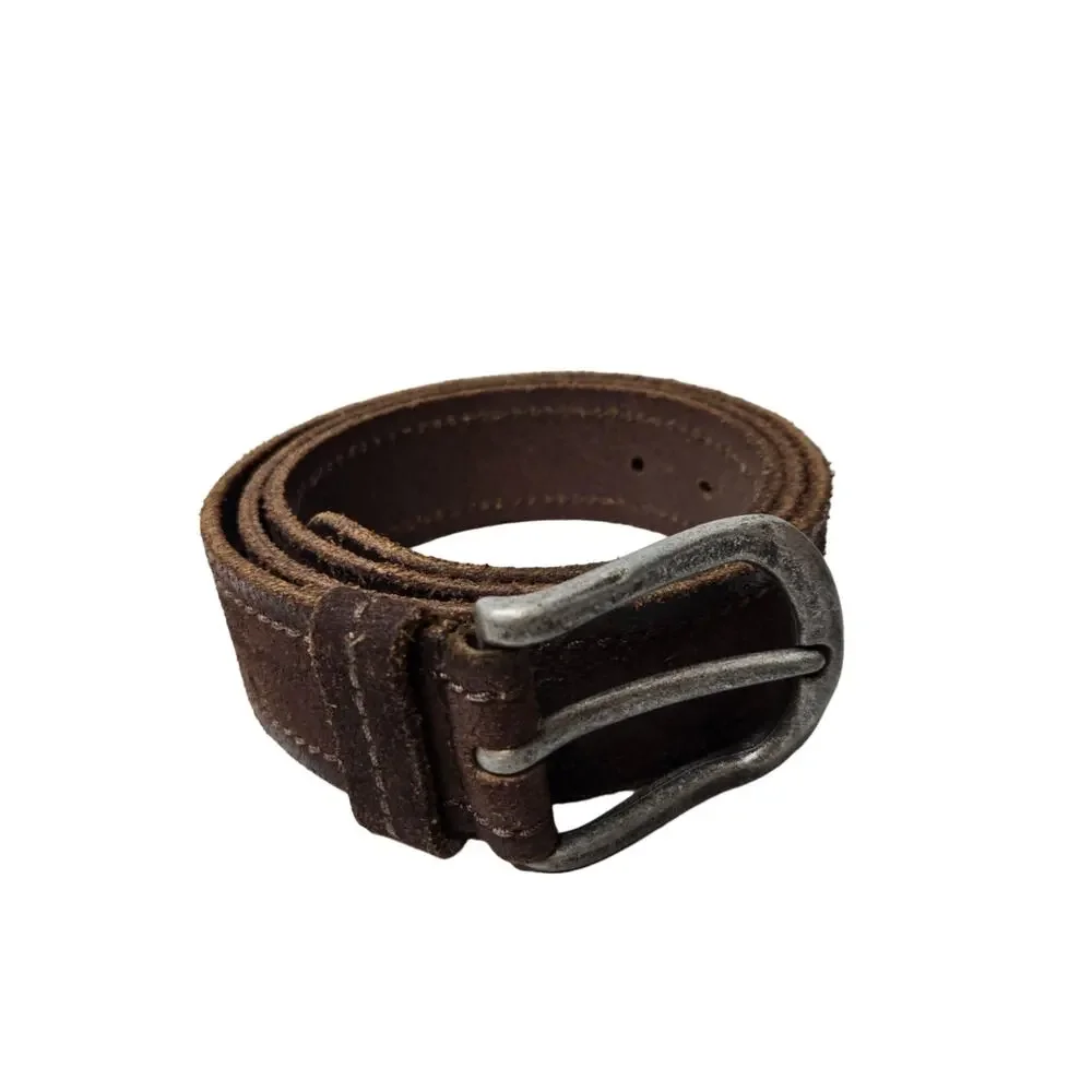 John Varvatos Star USA Textured Suede With Stitch Chocolate Men's Belt Size 40